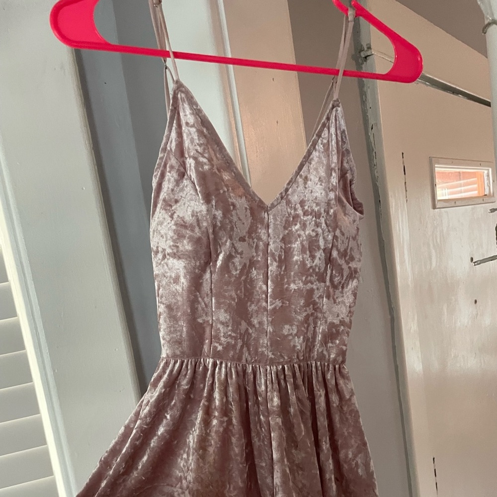 XS pink velvet romper from Pacsun